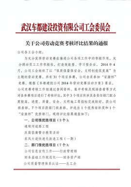 关于公司劳动竞赛考核评比的通报